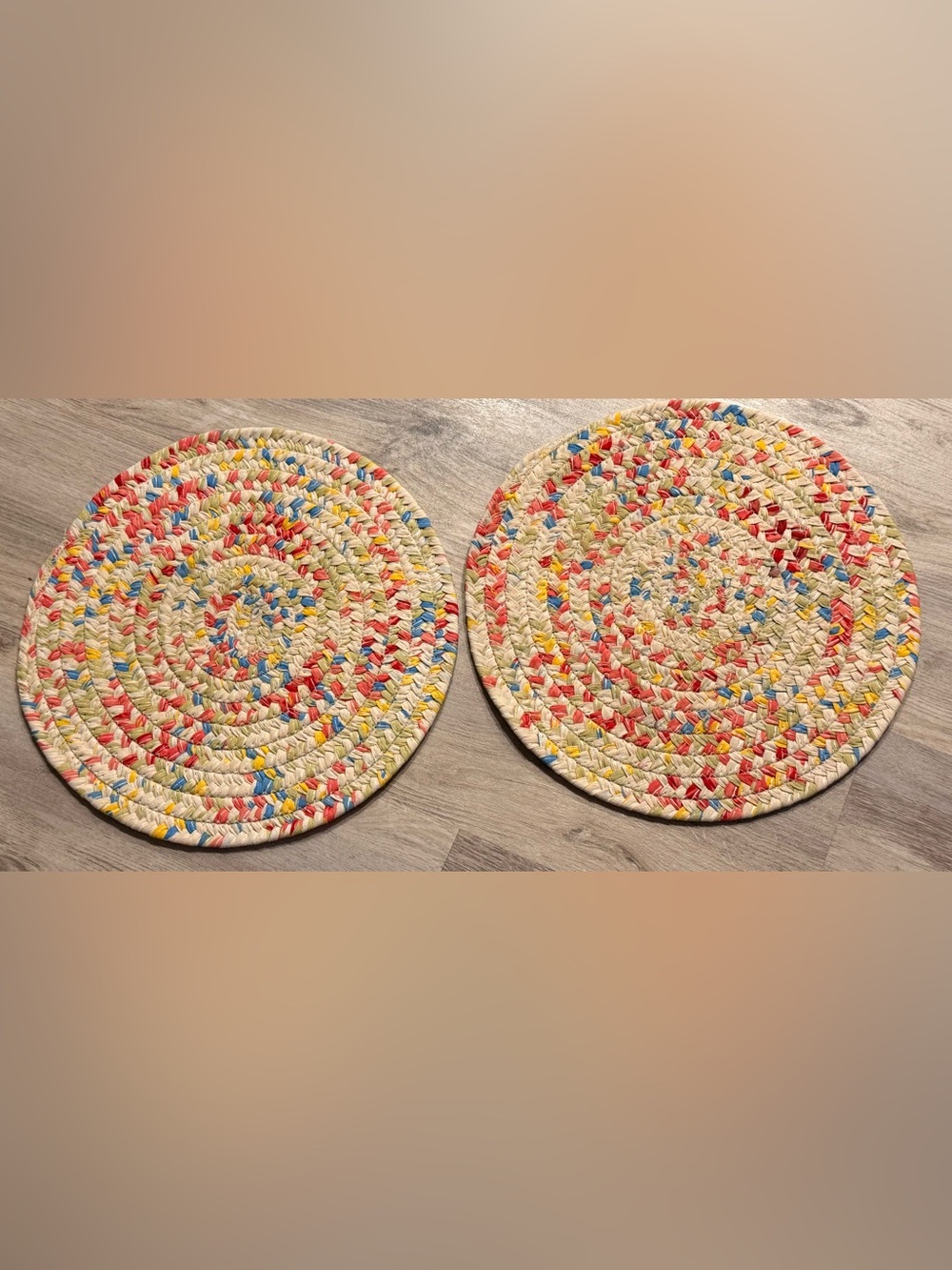 Set of 2 Round Braided Fabric Pioneer Woman Placemats